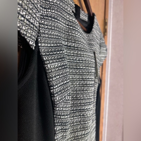 Anthropologie Moulinette Soeurs Grisaille Metallic Tweed Sheath Black Motif Midi - Picture 4 of 9